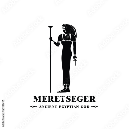 Silhouette of the Iconic ancient Egyptian god meretseger, Middle Eastern god Logo for Modern Use