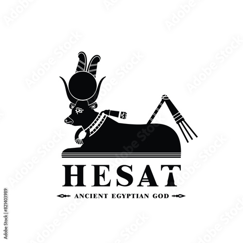 Silhouette of the Iconic ancient Egyptian god hesat, Middle Eastern god Logo for Modern Use