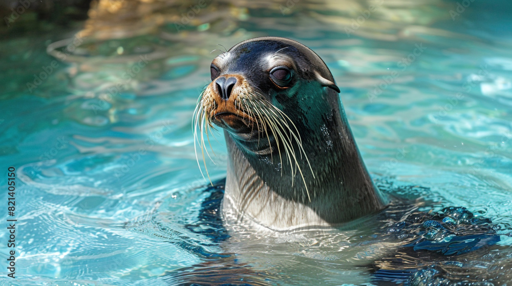 Fototapeta premium Sea lion swimming in the water