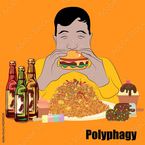 Polyphagia, overeating due to being very hungry or increased appetite.