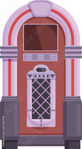 Detailed vintage jukebox vector illustration with colorful and shiny 1950s retro design, perfect for music, entertainment, and nostalgiathemed projects