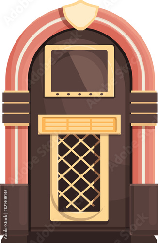 Detailed vintage jukebox vector illustration with colorful retro 1950s style, perfect for nostalgic musicthemed designs and americanathemed projects
