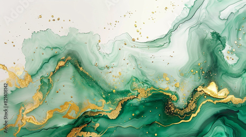 Light green emerald with gold lines and sprinkles on a textured background.