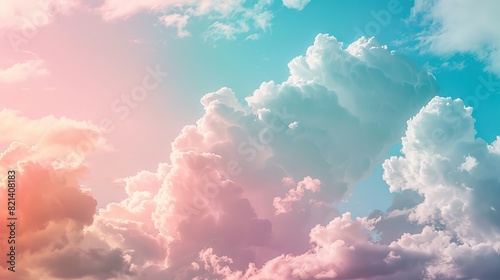 minimal product display background sky clouds blue pastel. Generative Ai © Kharismafajar
