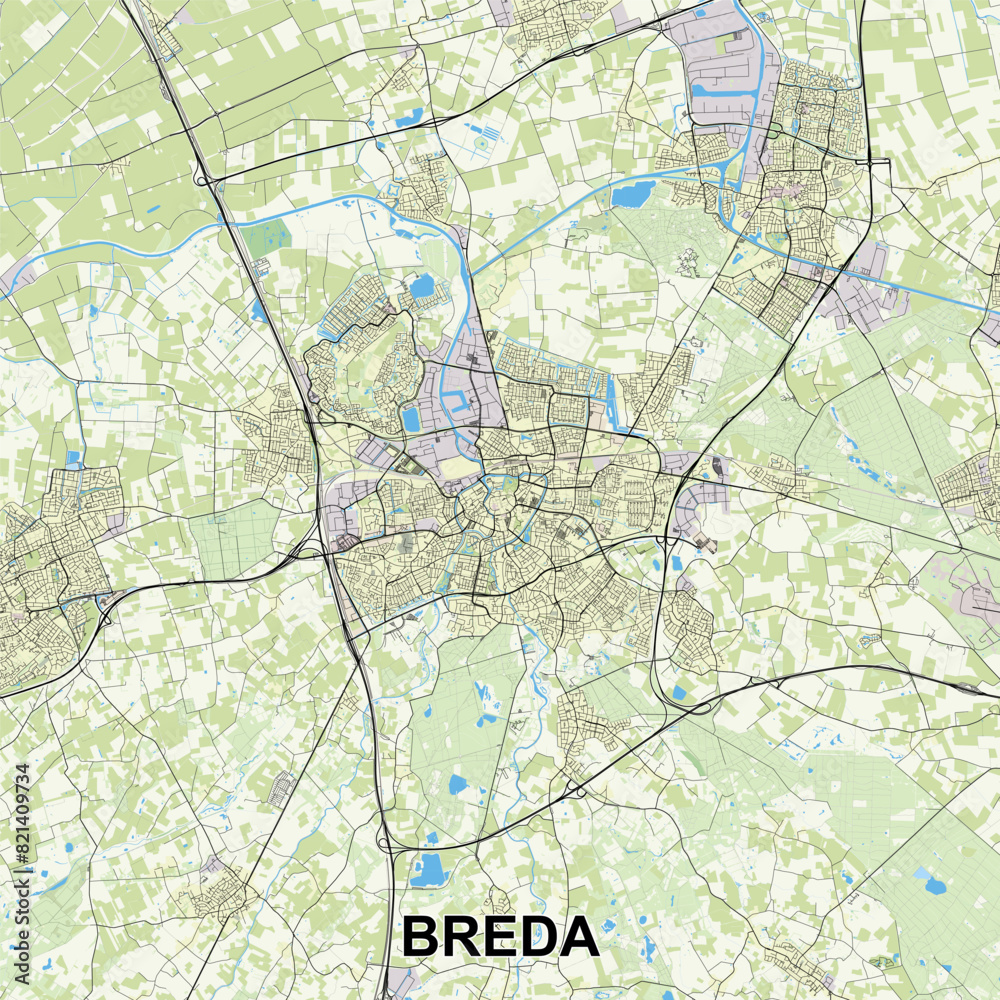 Obraz premium Breda, Netherlands Poster map art