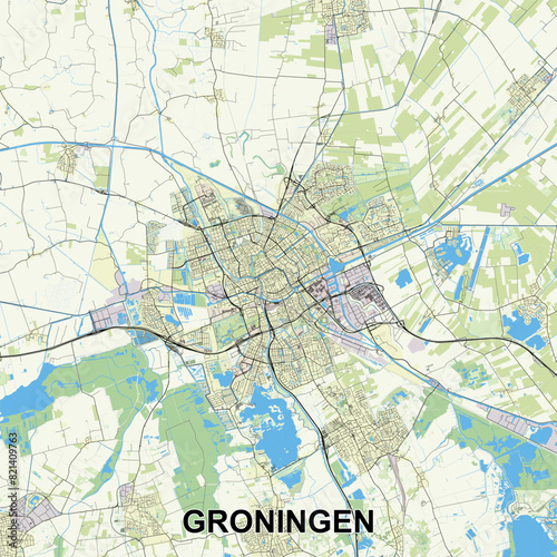 Groningen  Netherlands Poster map art