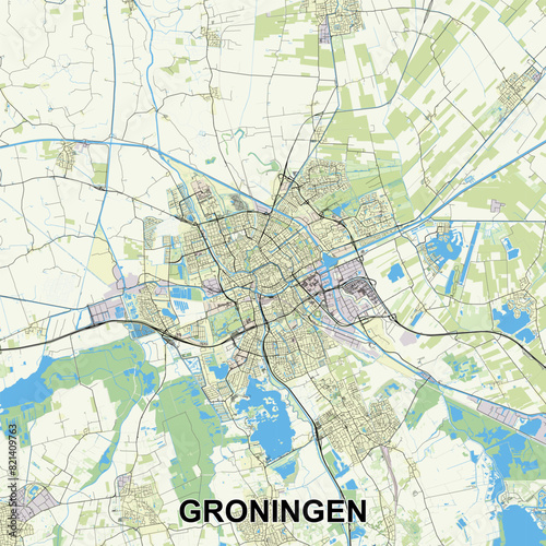 Groningen, Netherlands Poster map art