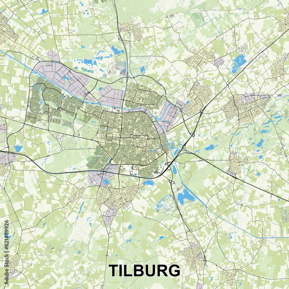 Obraz premium Tilburg, Netherlands Poster map art