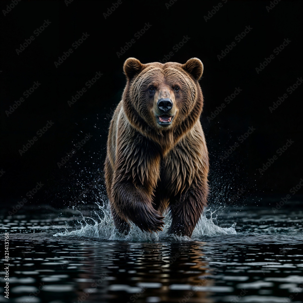 Obraz premium brown bear in water
