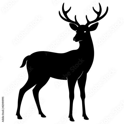 Vector deer silhouette isolated on white background.