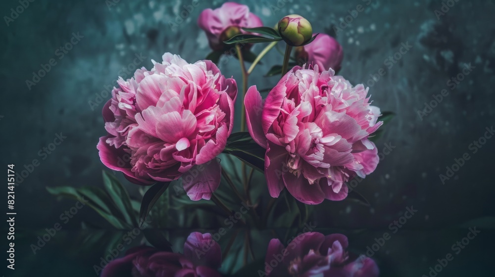 Fototapeta premium peony flowers evenly generative ai