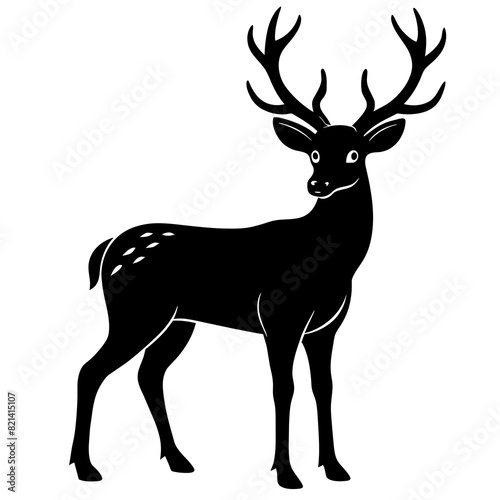 Vector deer silhouette isolated on white background.