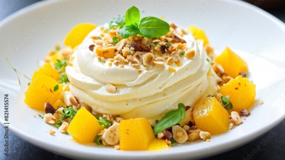 Dessert salad with banana cream. Dessert salad with banana cream.