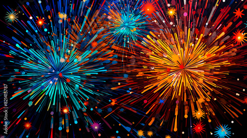 Beautiful and colorful fireworks in the night sky.
