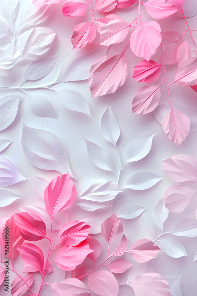 Pink and white tropical leaves background Pink and white tropical leaves background