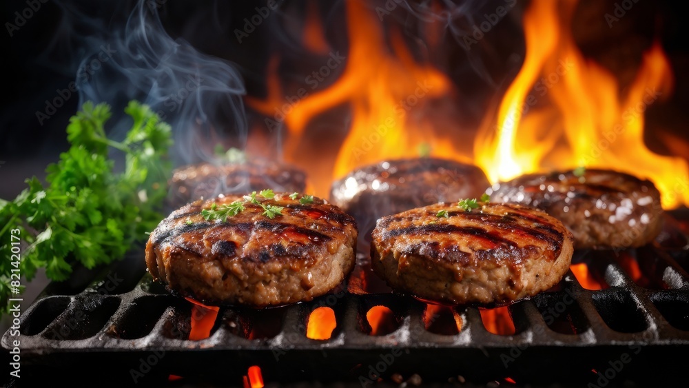 Grilled hamburger patties. Grilled hamburger patties.