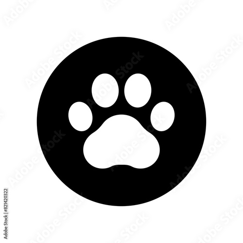 Footprint pet. Paw prints. Dog or cat vector, icon. Foot puppy isolated on white background. Black silhouette paw. Cute shape paw print. Walks for design. Animal track. Trace foot dog, cat. Vector