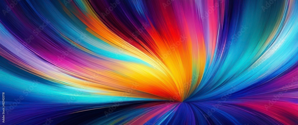 A radiant abstract pattern emerges from the darkness, with colorful rays stretching out in a gradient fashion, reminiscent of a digital aurora. A radiant abstract pattern emerges from the darkness, with colorful rays stretching out in a gradient fashion, reminiscent of a digital aurora.