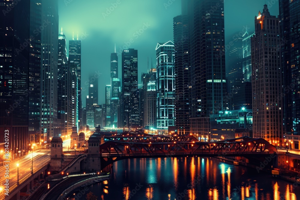 Obraz premium Photograph a cityscape with a surreal twist, incorporating elements of your favorite comic genre