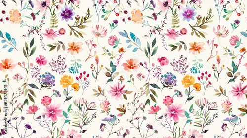 Watercolor seamless floral pattern background, Floral repeat pattern for wallpaper or fabric