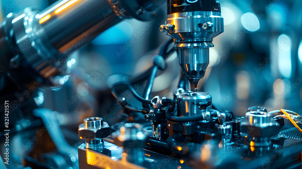 A machine with a drill bit is in the foreground A machine with a drill bit is in the foreground