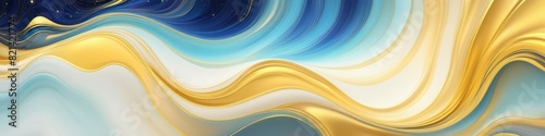 The abstract background features a dance of blue and gold, with each wave adding a brushstroke of richness to the light, subtle gradient. photo