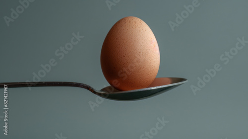 Obraz na płótnie An egg on a spoon, isolated on a plain background w salonie