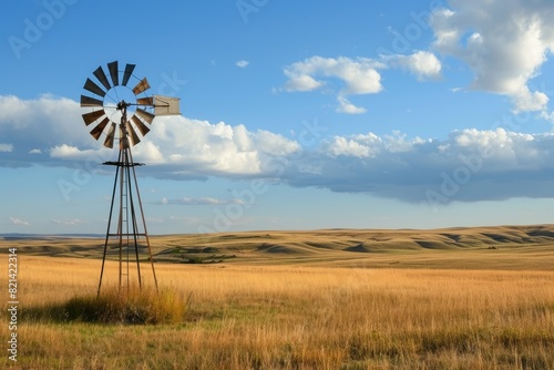 Rustic windmill standing tall in an open field