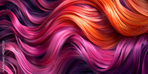 abstract background with lines, Red and purple color curls fashion hairstyle Bright color Hair texture background closeup Generative AI, Layered colored texture in a gradient banner carving art Cover, photo