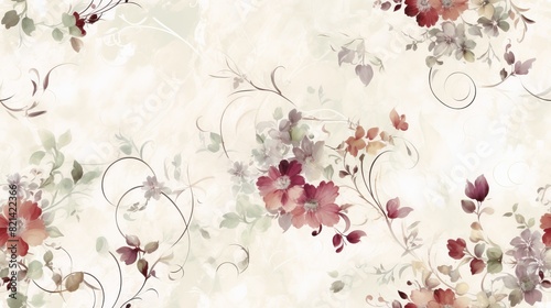 Vintage floral watercolor pattern background. Old-fashioned style romantic floral print for wallpaper.