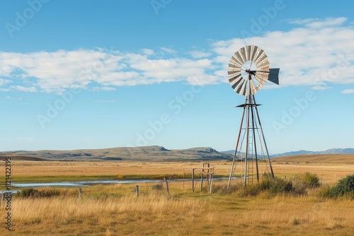 Rustic windmill standing tall in an open field