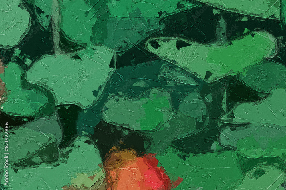 Oil painting and various flowers, cats, dogs, fish, rivers, lotus