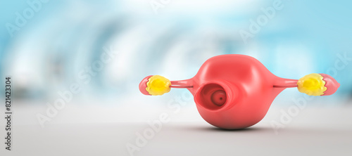Cervical cancer and Pap test awareness concept. Image of the isolated cervix in good health. Background with depth of field. 3D rendering