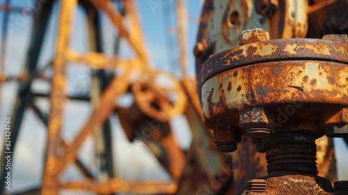 The rusty skeletons of old abandoned oil derricks a reminder of the everchanging nature of the industry. photo