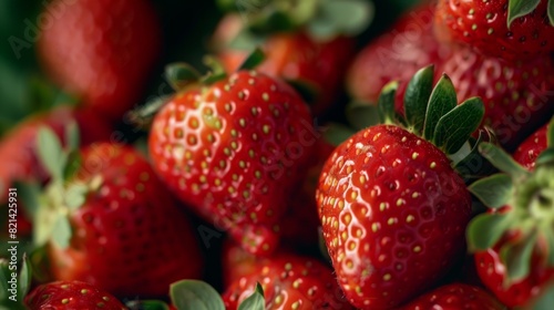 fresh and ripe strawberries, texture and juiciness generative ai