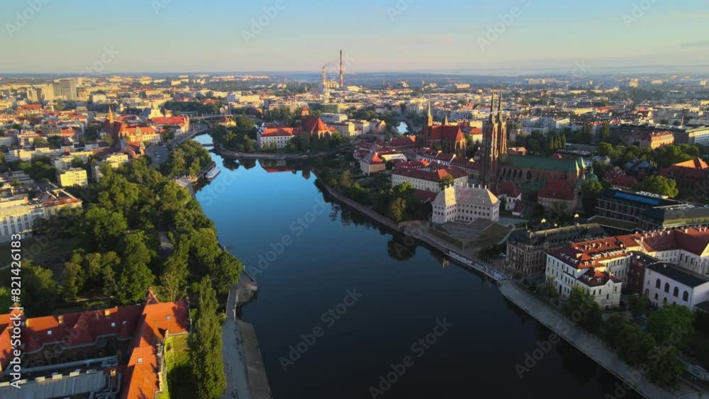 ancient beautiful city aerial photography architecture Europe Wroclaw Poland ancient beautiful city aerial photography architecture Europe Wroclaw Poland