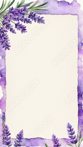 Illustration. A lavender blank paper frame with a place to apply text.