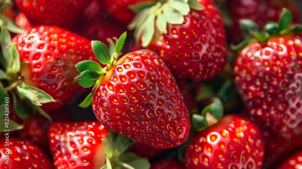 fresh and ripe strawberries, texture and juiciness generative ai fresh and ripe strawberries, texture and juiciness generative ai
