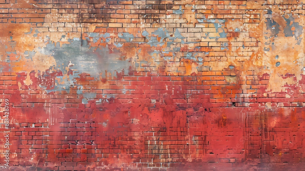 Urban Decay: Close Up of Authentic Red Brick Wall with Weathered Texture and Rustic Charm in Cityscape Backdrop Urban Decay: Close Up of Authentic Red Brick Wall with Weathered Texture and Rustic Charm in Cityscape Backdrop