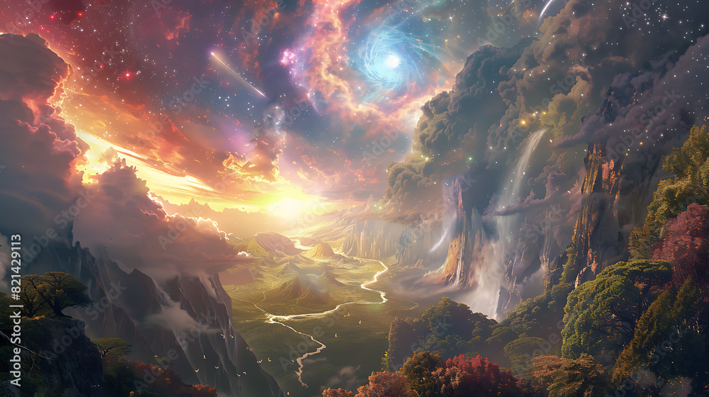 Obraz premium a breathtaking and fantastical landscape, where nature’s magic is on full display