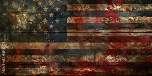 Patriot Background. Veterans Day Concept with American Flag on Wooden Background