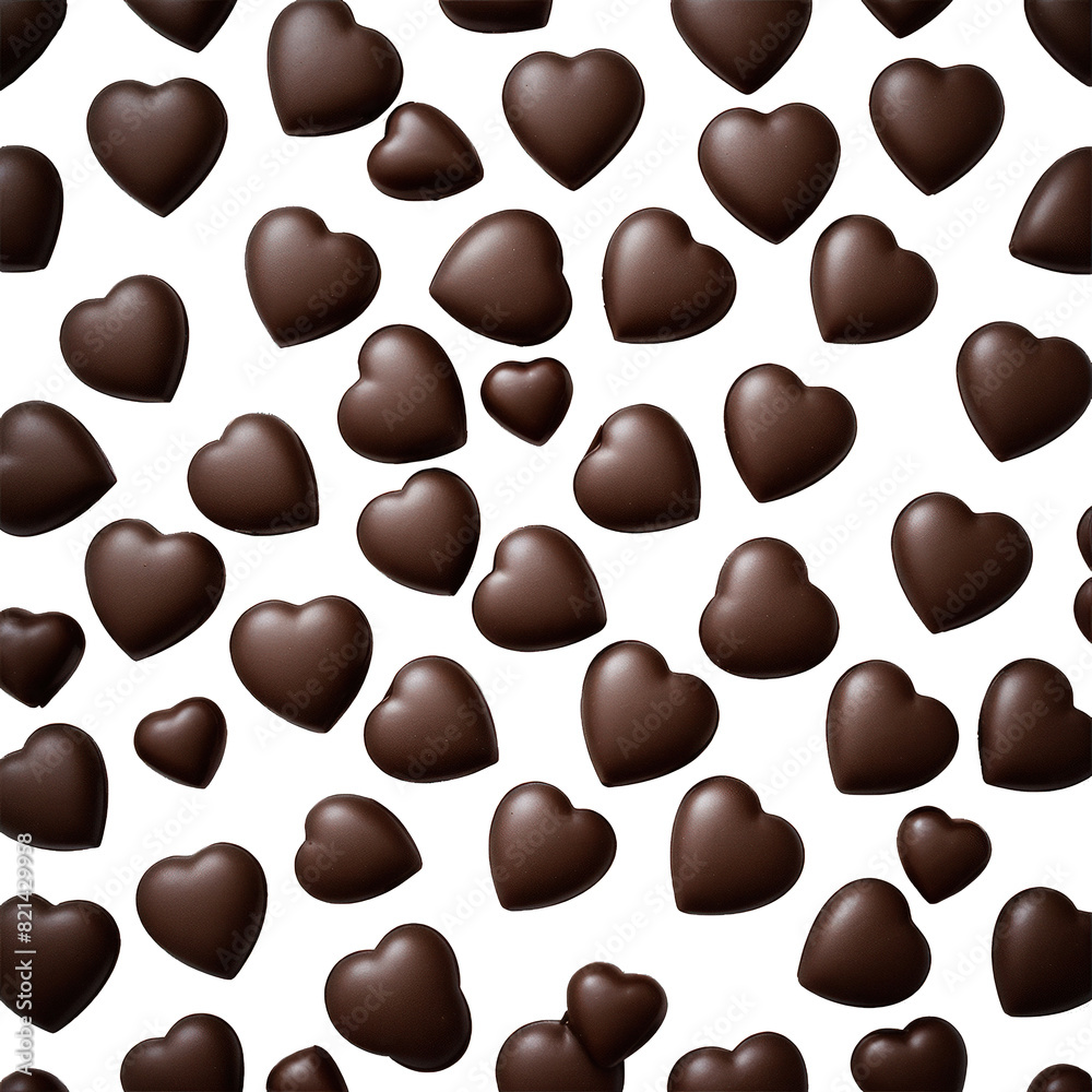 Fototapeta premium heart shaped chocolates isolated on white background, world chocolate day, valentine, cutout, clipping path