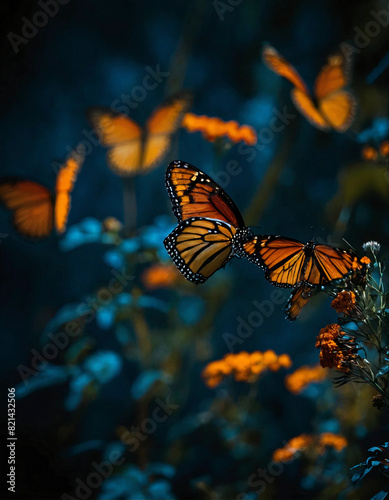 Butterfly Danaus plexippus in nature  photo