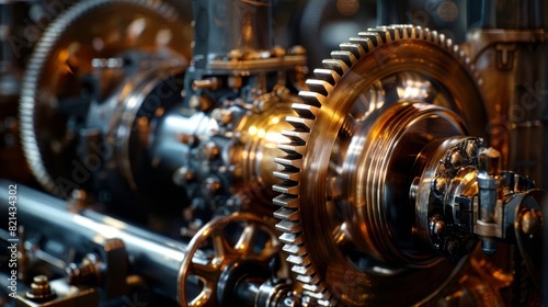 A detailed closeup of a steam engines piston and crankshaft in motion