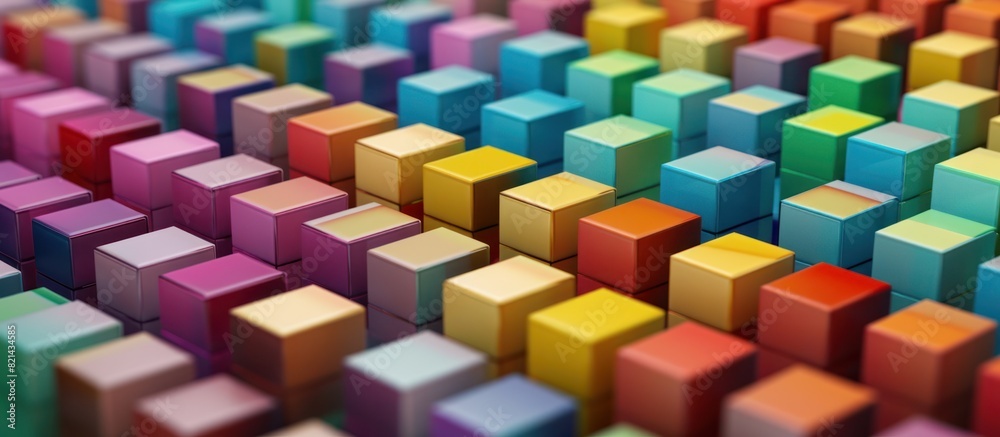 individuality of matching colored cubes each row with 3d render individuality of matching colored cubes each row with 3d render
