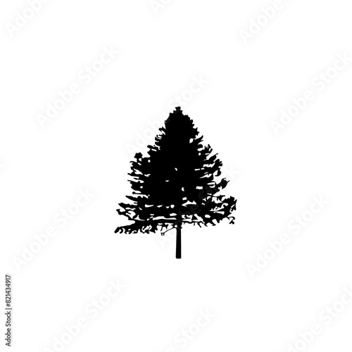 Pine Tree Silhouette Vector Clipart.	