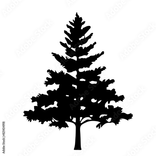 Pine Tree Silhouette Vector Clipart.	