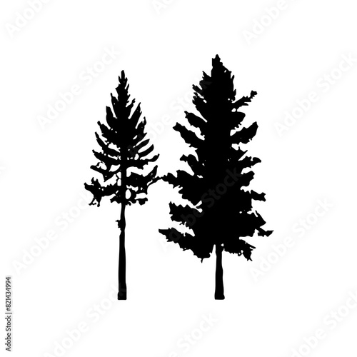 Pine Tree Silhouette Vector Clipart.	