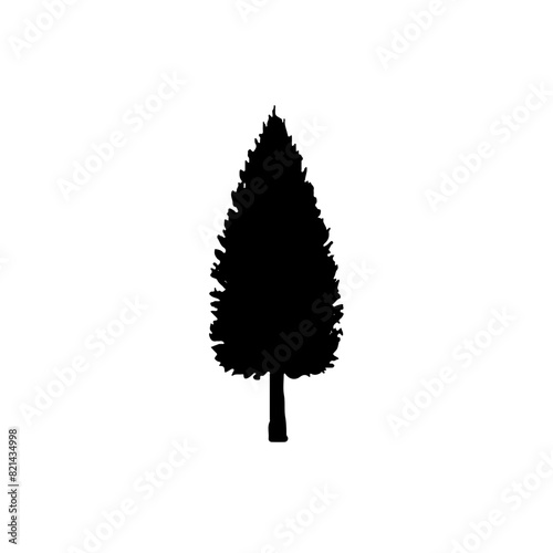 Pine Tree Silhouette Vector Clipart.	