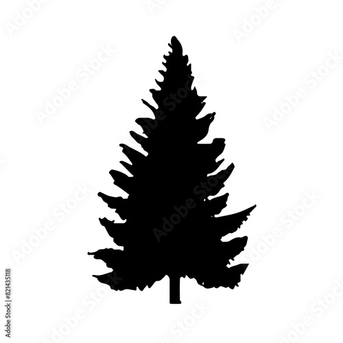 Pine Tree Silhouette Vector Clipart.	